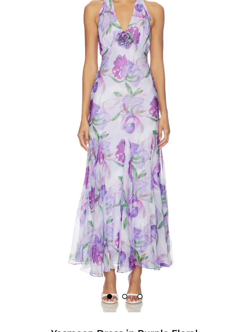 Astr Lavender Floral Halter Midi Dress